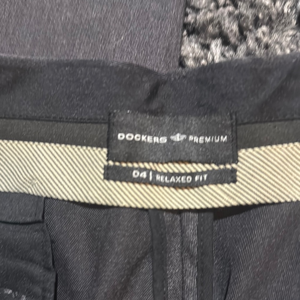 Dark Gray Men’s Relaxed Fit Flat Front Dress Pants with Belt Loops by Dockers - Picture 2 of 10